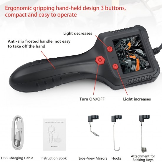Borescope Endoscope Inspection Camera With 8 Led Lights, Handheld Sewer Endoscope Camera Screen Borescope Portable Snake Camera With 16.4FT Borescope Endoscope Inspection Camera With 8 Led Lights, Handheld Sewer Endoscope Camera Screen Borescope Portable Snake Camera With 16.4FT